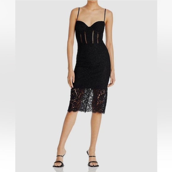 Bardot Dresses & Skirts - NWT Bardot Women’s Brielle Black Strapless Overlay Sweetheart Lace Dress XL